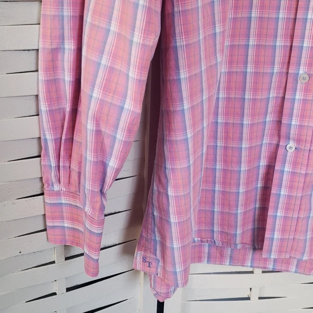 Southern Tide pink and blue mens button down long sleeve shirt L
